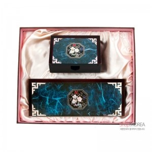 한지자동함세트-은선팔각매화[청색] 리뷰 이미지