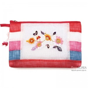 꽃자수 모시 파우치-흰색 리뷰 이미지