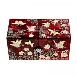 한지와 자개-쌍합 당초나비(적색)