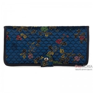 [소산당]누비수 전통무늬 장지갑- 감색