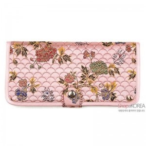 [소산당]누비수 전통무늬 장지갑- 연분홍