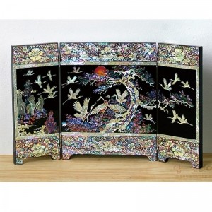 장태복 작(作) 3폭 병풍-송학도[흑색] 리뷰 이미지