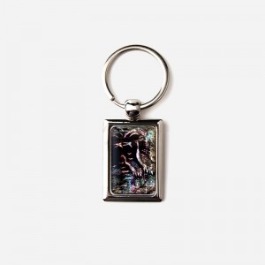 자개열쇠고리(사각)-송학