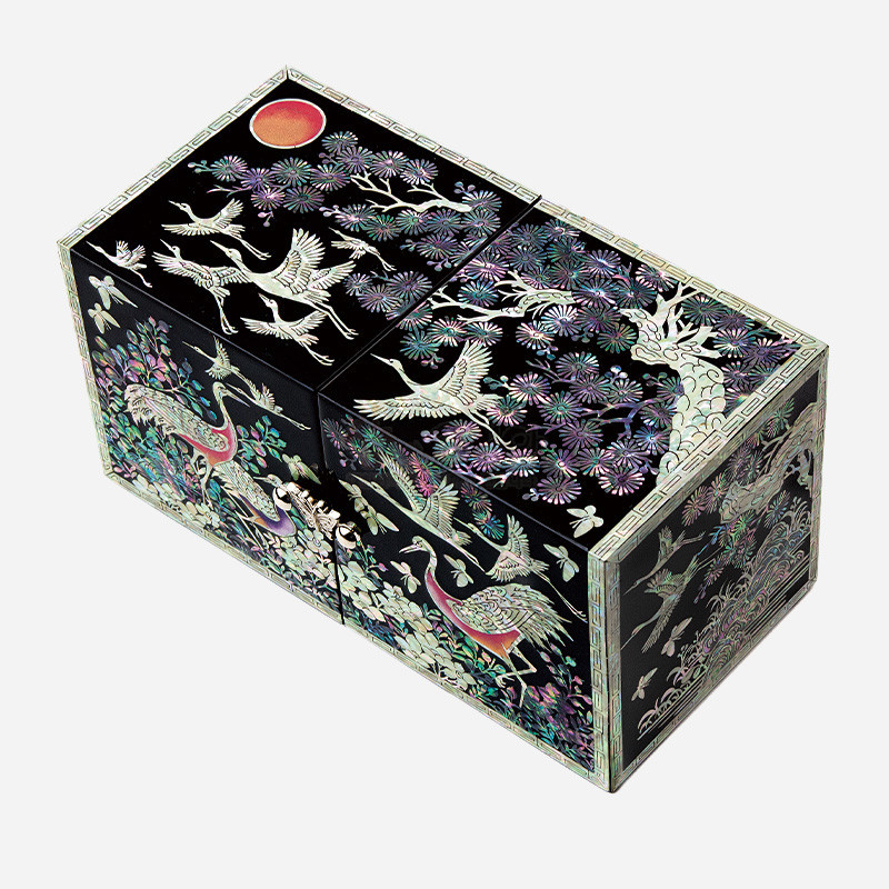 나전칠기 쌍합보석함 특대- 장생도