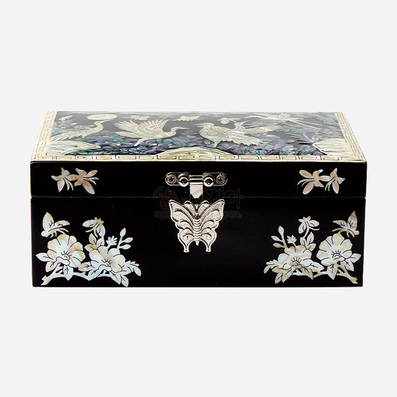 나전칠기 직보석함-달빛 아래 학(흑색)