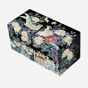 나전칠기 자개쌍합- 화조도