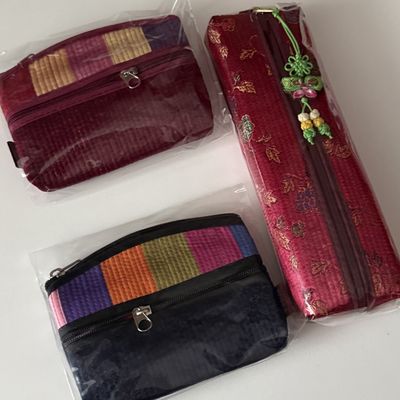 전통무늬 단색 누비 필통-적갈색 리뷰 이미지