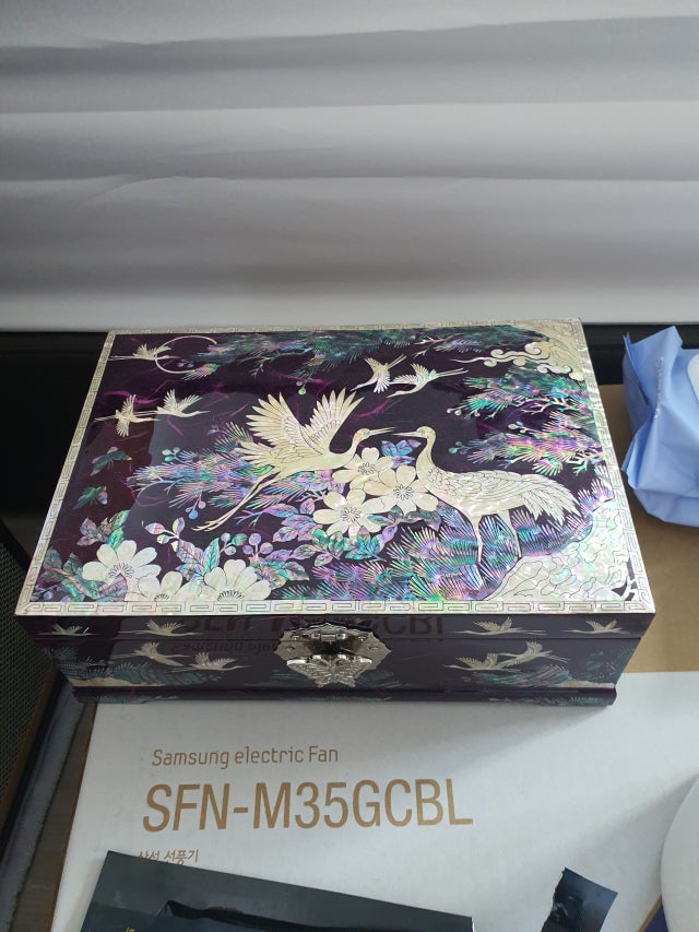 한지 나전보석함大-소나무와 학(자색) 리뷰 이미지