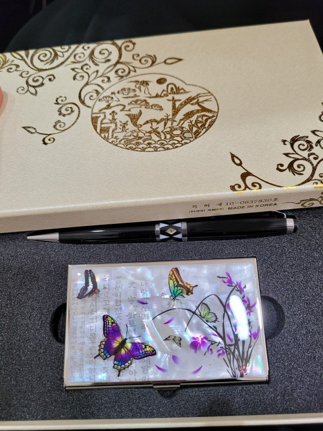 명함케이스와 볼펜2종세트-난초나비 리뷰 이미지