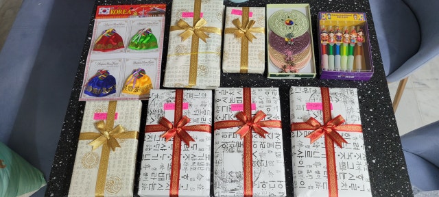 자수 주머니 거울-분홍색 리뷰 이미지