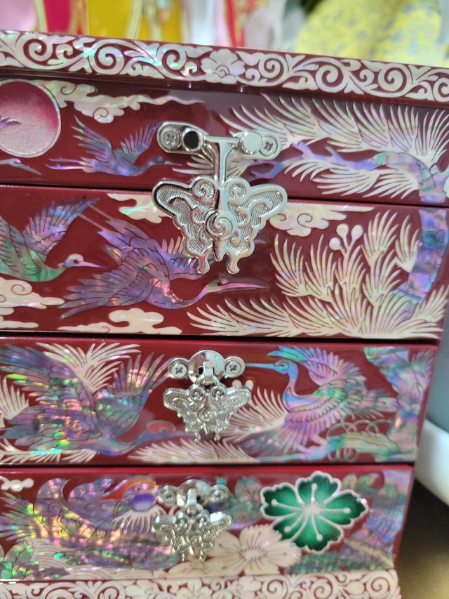 규방지보 경대보석함 삼단설합(대) 적색 송학 리뷰 이미지