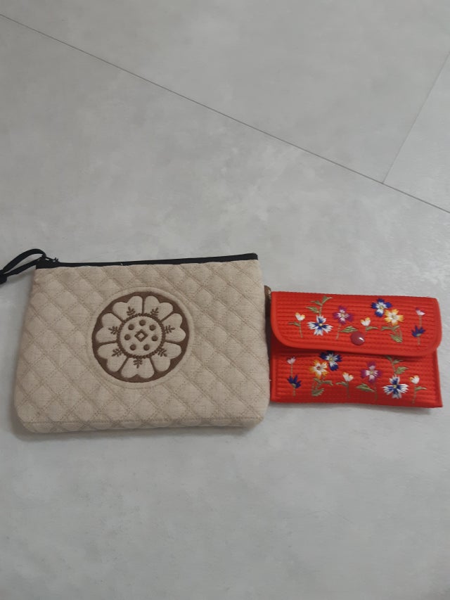 누비 똑딱이 동전지갑-적색 리뷰 이미지