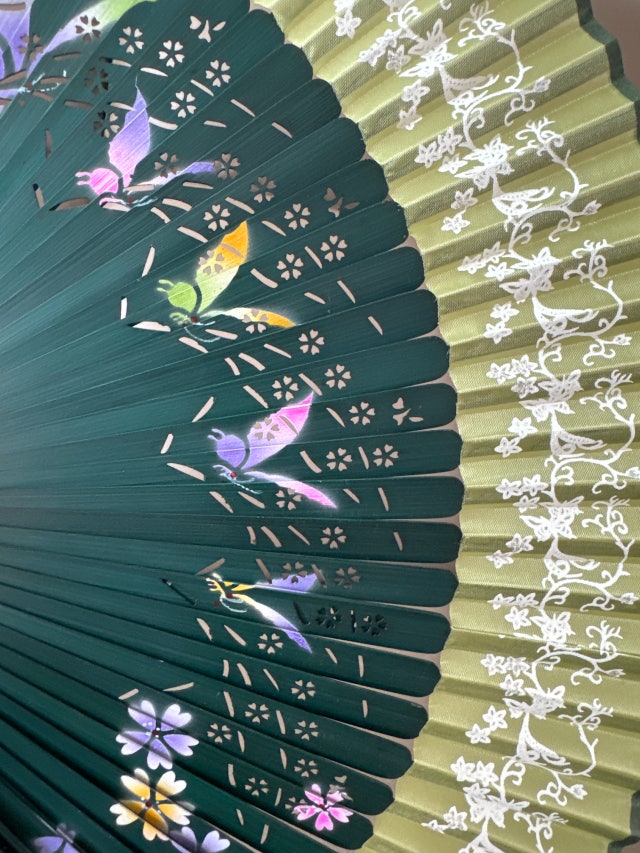 실크수공부채자개 [짙은녹색대/녹색날] 리뷰 이미지