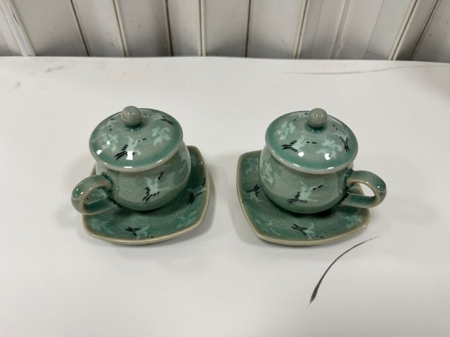 비색청자 찻잔 2인 세트 - 운학 리뷰 이미지