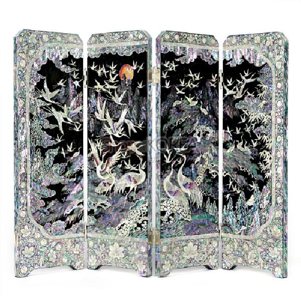 박인호 작(作) 4폭병풍-100학도[흑색] 리뷰 이미지