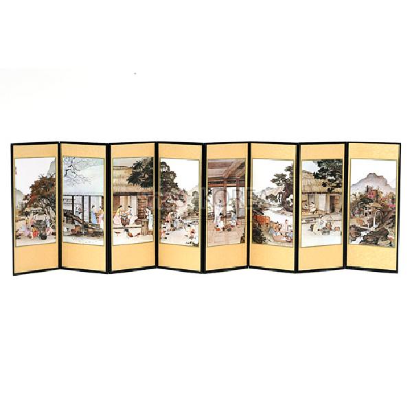 8폭실크 작은병풍 중-풍속도