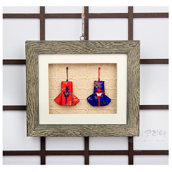 전통벽걸이 액자 - 쌍귀주머니(적색,청색) 리뷰 이미지