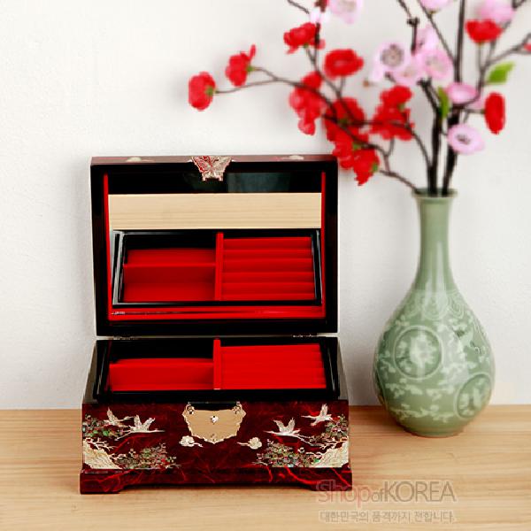 한지와 자개-송학보석함大[적색] 리뷰 이미지