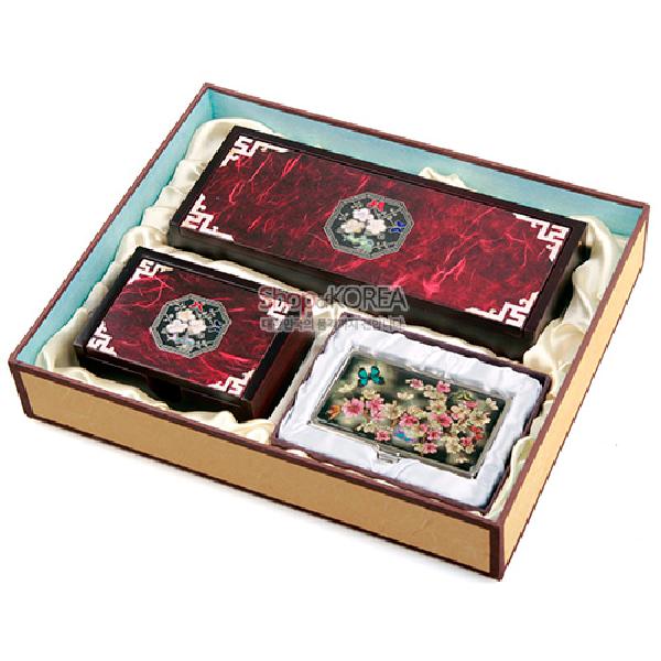 [선물세트]한지 자동함 3종-매화[적색] 리뷰 이미지