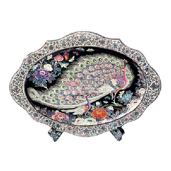 나전꽃무늬원형쟁반-공작도 리뷰 이미지