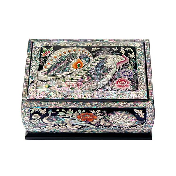 김영만 작(作) 나전경대보석함-공작(흑) 리뷰 이미지