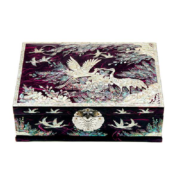 한지 나전보석함大-소나무와 학(자색) 리뷰 이미지