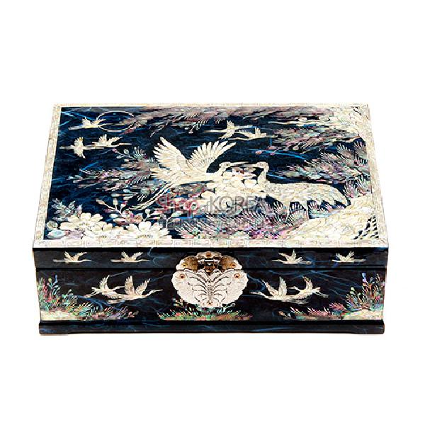 한지 나전보석함大-소나무와 학(청색) 리뷰 이미지