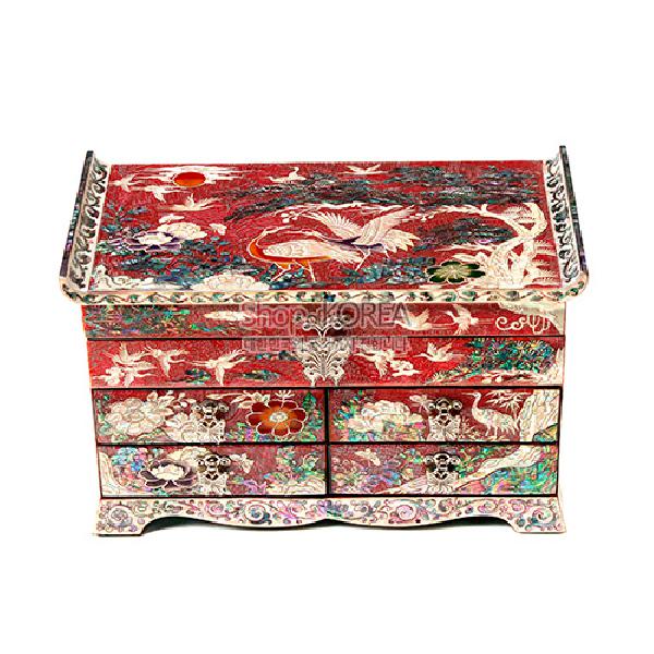 기와형 비단4서랍보석함-송학 리뷰 이미지