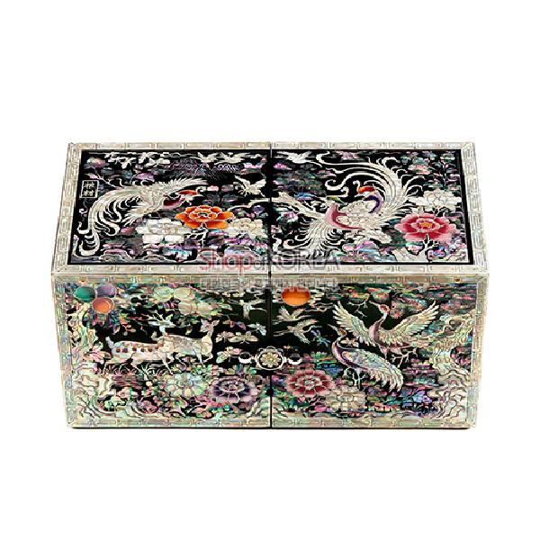 김영만 작(作) 4서랍 쌍합보석함-장생도[흑] 리뷰 이미지