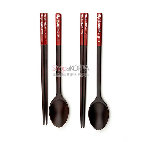 천연 자개 옻칠수저세트-야생화1 리뷰 이미지