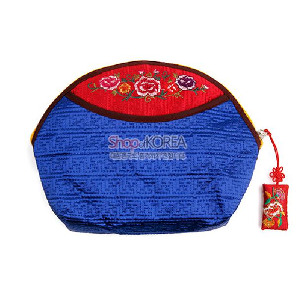 누비 꽃 반달파우치-청색 리뷰 이미지