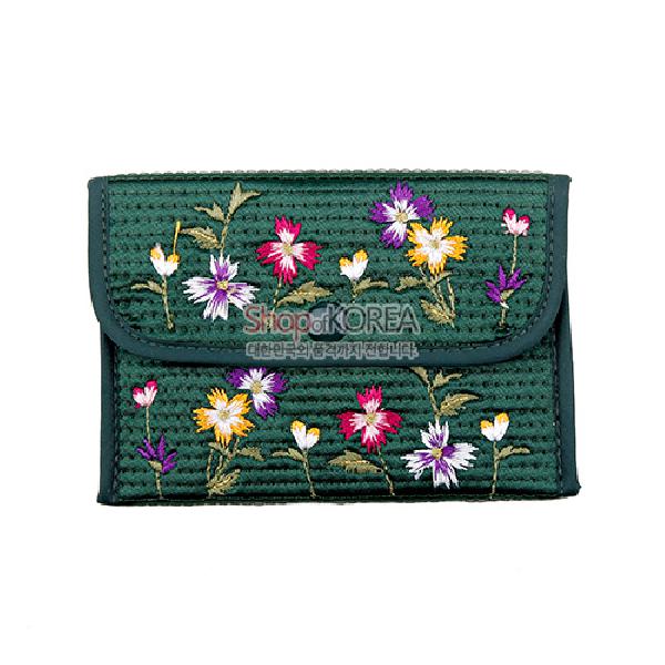 누비 똑딱이 동전지갑-녹색