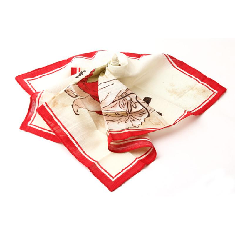 밝은 아이보리 바탕에 신윤복 ‘월하정인’ 민속화를 인쇄한 손수건, 붉은 테두리와 섬세한 인물 묘사가 특징인 패브릭 소품. 밝은 아이보리 바탕에 신윤복 ‘월하정인’ 민속화를 인쇄한 손수건, 붉은 테두리와 섬세한 인물 묘사가 특징인 패브릭 소품.