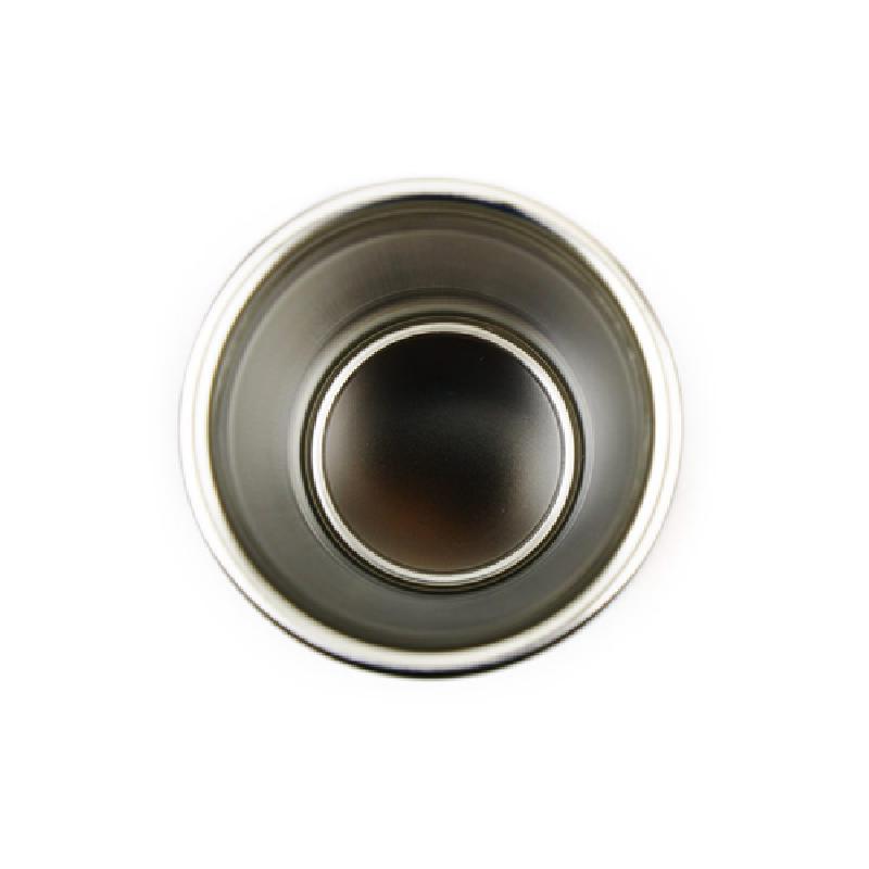 스테인리스 소재의 이중 구조 내부가 보이는 금속 텀블러 상부 단면.