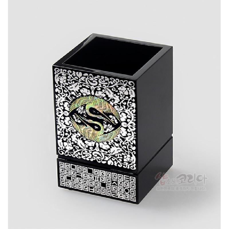 나전연필꽂이-당초쌍학