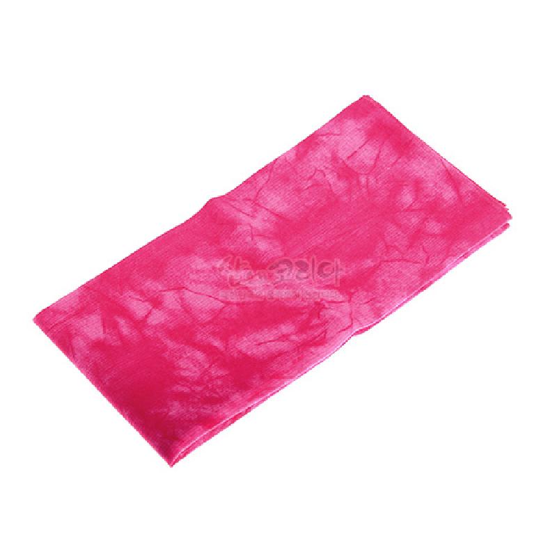 한지 재질에 분홍색 나염 기법으로 물들인 잔잔한 마블 무늬의 손수건.